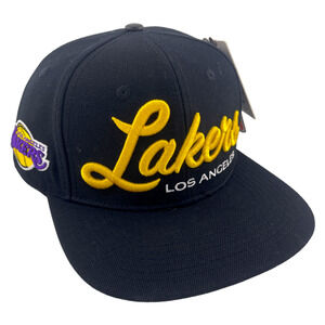 Pro Standard Los Angeles Lakers Drop Shadow Script Patch Black UV Snapback Hat